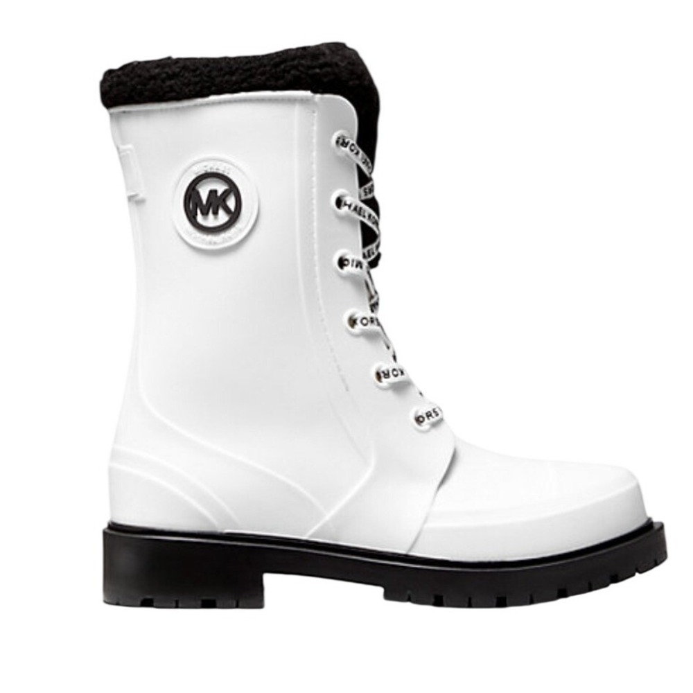 Michael Kors Whute Montaigne Faux Shearling-Lined PVC Rain Boot Size‎ 6